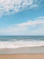 ai generiert das Strand Aussicht auf ein Blau Himmel Tag, foto