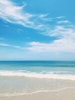 ai generiert das Strand Aussicht auf ein Blau Himmel Tag, foto