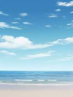 ai generiert das Strand Aussicht auf ein Blau Himmel Tag, foto