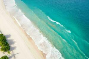 ai generiert Antenne Aussicht von das tropisch Strand und Ozean. Profi Foto