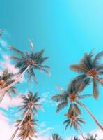 ai generiert Palme Bäume gegen ein Blau Himmel foto