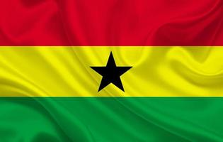 Ghana-Landesflagge auf gewelltem Seidenhintergrund foto