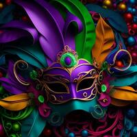 ai generiert festlich Urlaub Karneval Karneval gras Maske foto