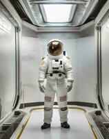ai generiert ein Astronaut auf ein Mission im Raum foto