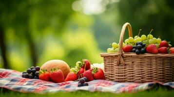 ai generiert Ruhe Entspannung Picknick Essen foto