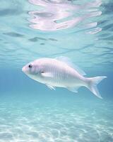 ai generiert realistisch Fisch Schwimmen im das Ozean unter Wasser foto