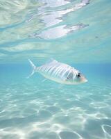 ai generiert realistisch Fisch Schwimmen im das Ozean unter Wasser foto