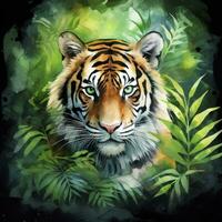 ai generiert Aquarell Tiger zum Kinder. ai generiert foto