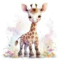 ai generiert Aquarell Baby Giraffe. ai generiert foto