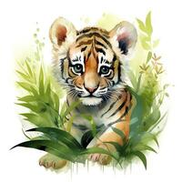 ai generiert Aquarell Tiger zum Kinder. ai generiert foto