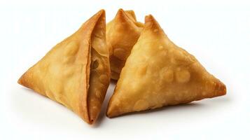 ai generiert lecker Samosa isoliert auf Weiß Hintergrund. ai generiert. foto