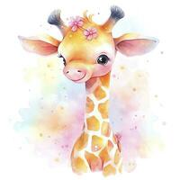 ai generiert Aquarell Baby Giraffe. ai generiert foto