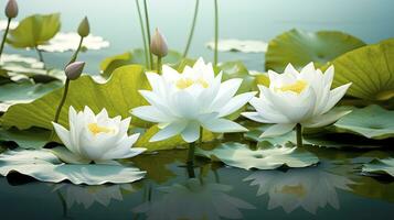 ai generiert Weiß Lotus Blume im Wasser. ai generiert foto