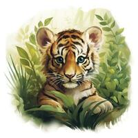 ai generiert Aquarell Tiger zum Kinder. ai generiert foto