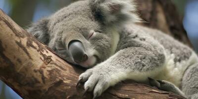 ai generiert Koala schlafend im Baum. ai generiert foto