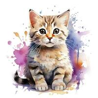 ai generiert Aquarell Katze Clip Kunst auf Weiß Hintergrund. ai generiert foto