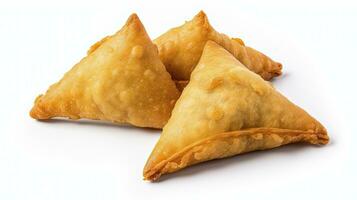 ai generiert lecker Samosa isoliert auf Weiß Hintergrund. ai generiert. foto