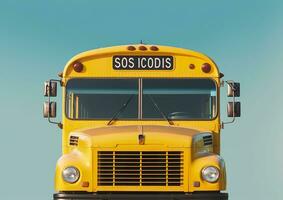 ai generiert Vorderseite Aussicht von ein Gelb Schule Bus. ai generiert foto