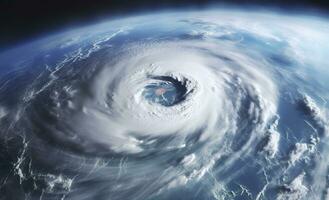 ai generiert Super Taifun, tropisch Sturm, Zyklon, Tornado, Über Ozean. Wetter Hintergrund. generativ ai foto