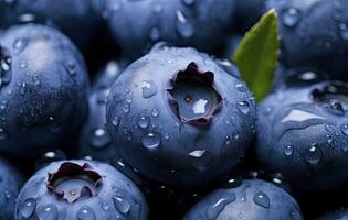 ai generiert nass Blaubeere Frucht. ai generiert foto