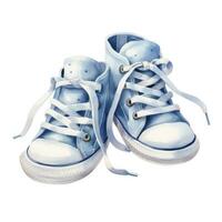ai generiert Aquarell Neugeborene klein Schuhe isoliert Weiß Hintergrund. ai generiert foto