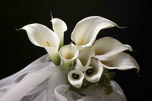 ai generiert Weiß Hochzeit Natur Lilie Schönheit blühen Pflanze Blume Flora Calla. ai generiert foto