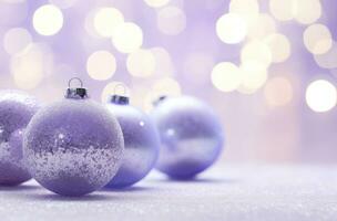 ai generiert Weihnachten Dekorationen Ball auf Schnee Hintergrund. ai generiert foto