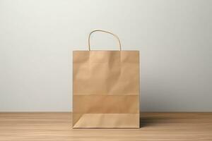 ai generiert leeren Papier Tasche Attrappe, Lehrmodell, Simulation zum Merchandising foto