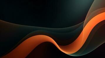ai generiert ein schwarz und Orange abstrakt Hintergrund mit Kurven foto