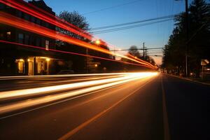 ai generiert ein fotografieren von Licht Weg beim Abend foto