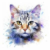 ai generiert Aquarell Katze Clip Kunst auf Weiß Hintergrund. ai generiert foto