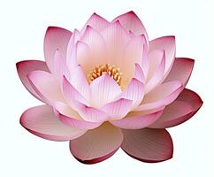 ai generiert Lotus Blume auf Weiß Hintergrund. ai generiert foto