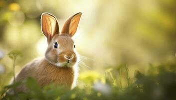 ai generiert Ostern Hase mit schön Frühling Natur. ai generiert foto