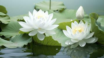 ai generiert Weiß Lotus Blume im Wasser. ai generiert foto