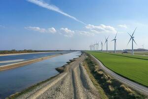 ai generiert Wind, Sonne und Wasser Energie. ai generiert foto