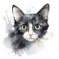 ai generiert Aquarell Katze Clip Kunst auf Weiß Hintergrund. ai generiert foto