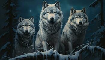 ai generiert Geheimnisse von wild Wolf Mondlicht foto