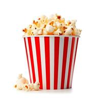 ai generiert 3d machen von Popcorn Eimer isoliert. Kino Design. Film und Film Konzept. foto