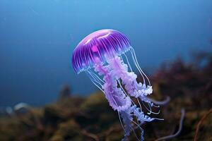 ai generiert mauve Stachel lila Qualle. ai generiert. foto