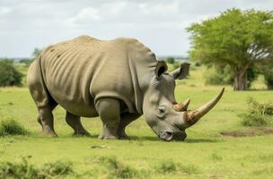 ai generiert Weiß Nashorn Weiden. ai generiert foto