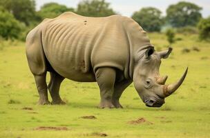 ai generiert Weiß Nashorn Weiden. ai generiert foto