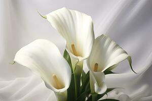 ai generiert Weiß Hochzeit Natur Lilie Schönheit blühen Pflanze Blume Flora Calla. ai generiert foto