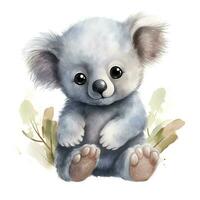 ai generiert Aquarell Fantasie Baby Koala Clip Kunst isoliert Weiß Hintergrund. ai generiert foto