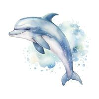 ai generiert Aquarell Fantasie Baby Delfin Clip Kunst isoliert Weiß Hintergrund. ai generiert foto