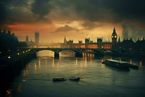 ai generiert schön London und das Fluss , London Stadt ai generiert foto