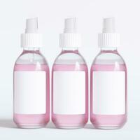 Glas Flasche kosmetisch Rendern 3d Software Illustration mit Etikette und Weiß Farbe realistisch Textur foto