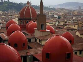 ai generiert das Stadt von Florenz hat rot Dächer und Kuppeln Hintergrund foto