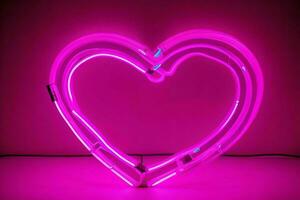ai generiert Neon- Herz mit ein glühen. Valentinsgrüße Tag. Mutter Tag Jubiläum. Profi Foto