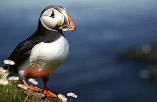 ai generiert atlantisch Papageientaucher Vogel. ai generiert foto