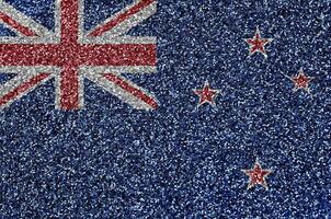 Neu Neuseeland Flagge abgebildet auf viele klein glänzend Pailletten. bunt Festival Hintergrund zum Party foto